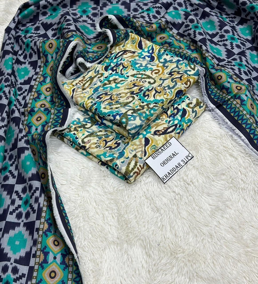 Aim Collections® BIN SAEED – 3PC KHADDAR COLLECTION WINTER COLLECTION