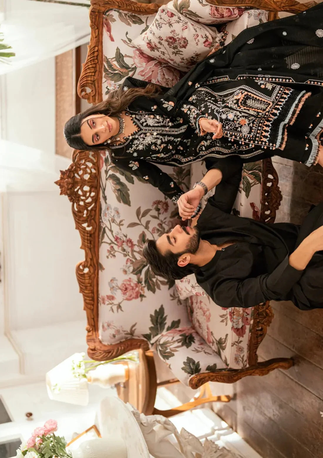 Aim Collections® Qalamkar Embroidered Dhanak Three Piece – QL-1050