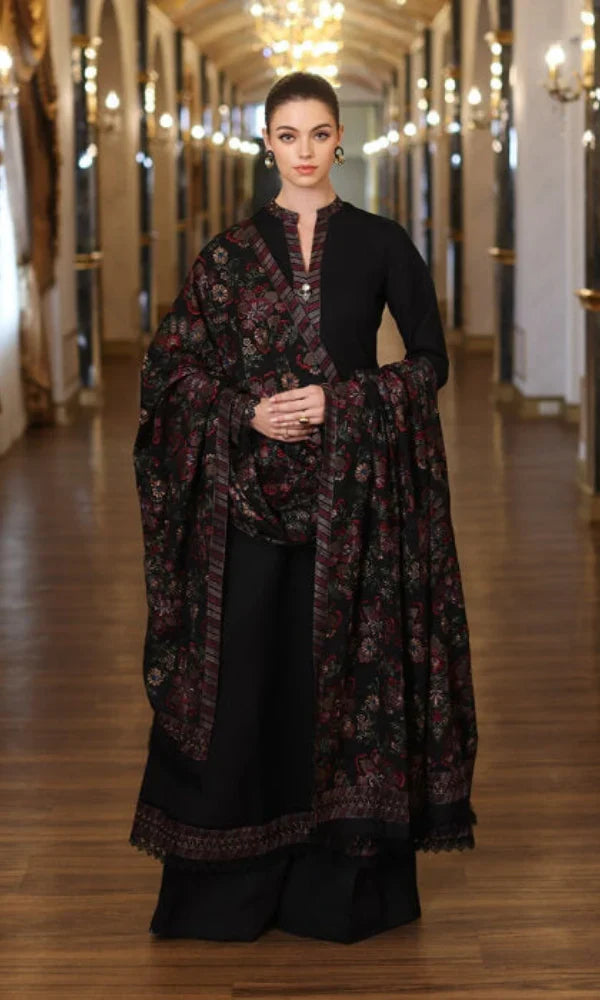 Aim Collections® Bareeze FCC-199 Black Embroidered Dhanak Three Piece Winter Collection
