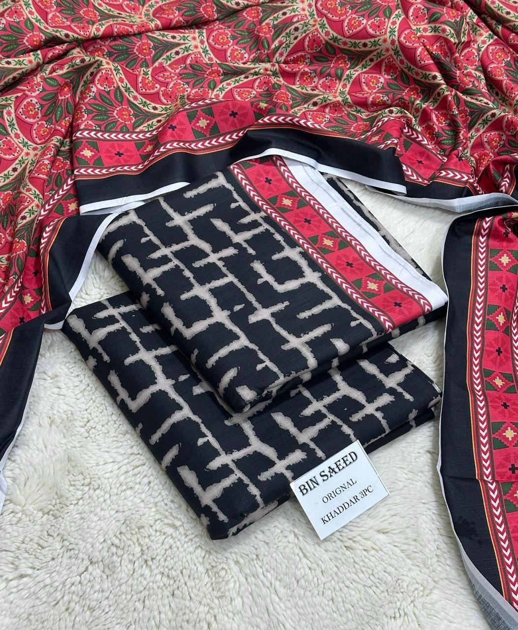 Aim Collections® BIN SAEED – 3PC KHADDAR COLLECTION WINTER COLLECTIONS