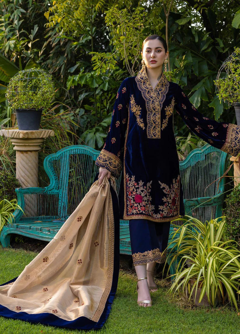 Aim Collections® Zainab Chottani ZC-737 Velvet Embroidered Three Piece – Winter Collection 2025