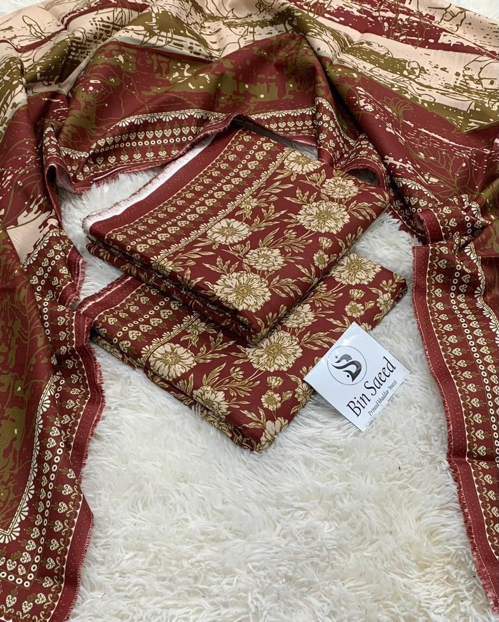 Aim Collections® BIN SAEED – 3PC KHADDAR COLLECTION WINTER COLLECTIONS