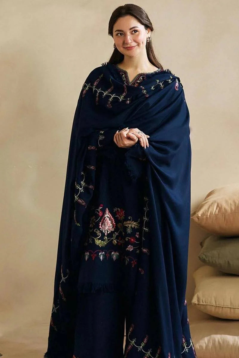 Aim Collections®  Zara Shah Jhan Embroidered Dhanak Three Piece ZSJ-15 Blue