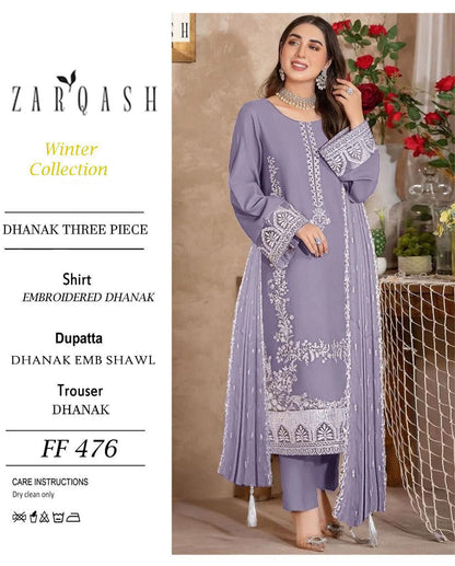 Aim Collections®  ZARQASH – Code 476. Premium Dhanak Suit