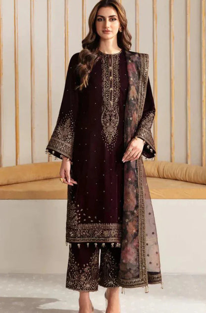 Aim Collections®  Jazmin Velvet Embroidered Three Piece – JZ-22