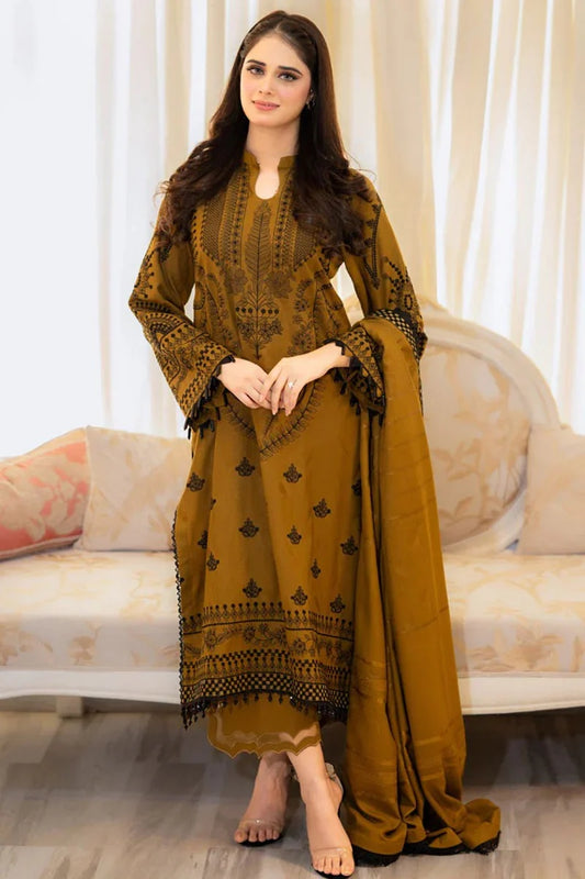 Aim Collections®  Zarashahjhan Embroidered Dhanak Three Piece coco-66