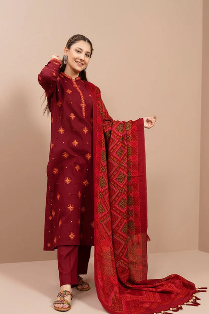 Aim Collections® Kayseria Embroidered Dhanak Three Piece – SPW-760