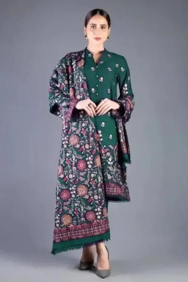 Aim Collections® Bareeze FCC-192 Mongia Embroidered Dhanak Three Piece Winter Collection