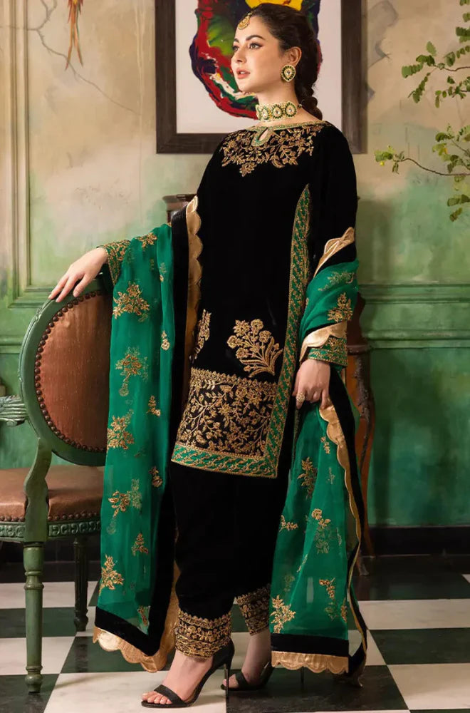 Aim Collections® Zainab Chottani – ZC-009 Velvet Embroidered Three Piece Suit