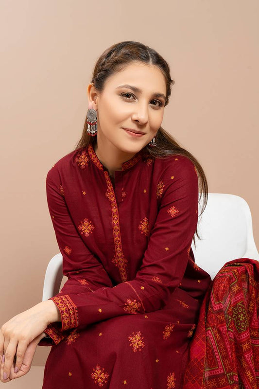 Aim Collections® Kayseria Embroidered Dhanak Three Piece – SPW-760