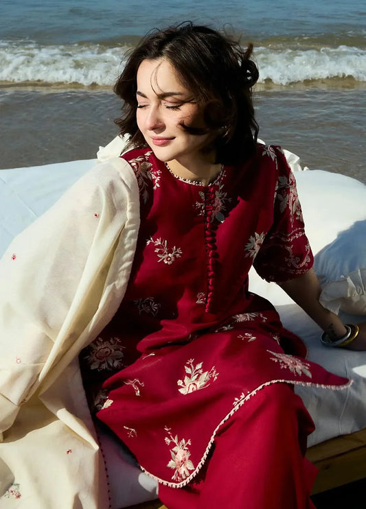 Aim Collections® Izel Embroidered Dhanak Three Piece D-165