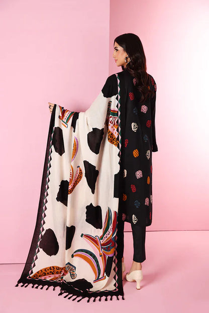 Aim Coolections® Khaadi 18404 Black Dhanak Embroidered 3-Piece with Wool Shawl