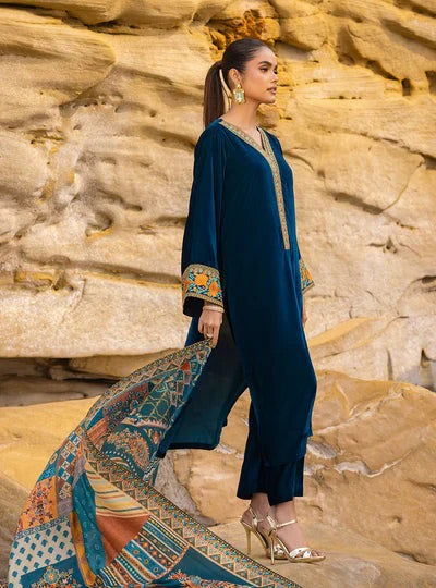 Aim Collections® Zainab Chottani Velvet Embroidered Three Piece – ZC-740