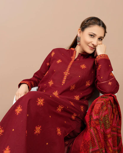 Aim Collections® Kayseria Embroidered Dhanak Three Piece – SPW-760