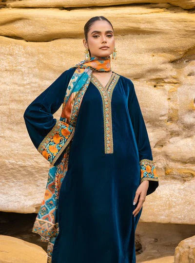 Aim Collections® Zainab Chottani Velvet Embroidered Three Piece – ZC-740