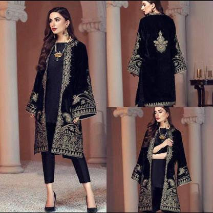 Aim Collections® Maria B D-472 Black Embroidered Velvet Two-Piece – Winter Collection
