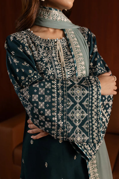 Aim Collections® Batik Embroidered Dhanak Three Piece – D-209