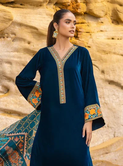 Aim Collections® Zainab Chottani Velvet Embroidered Three Piece – ZC-740