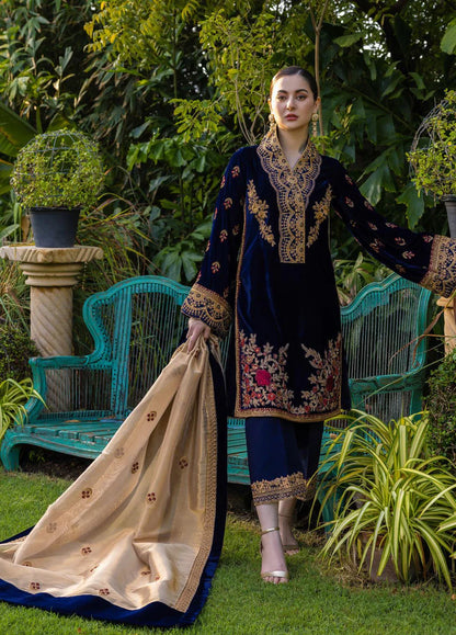 Aim Collections® Zainab Chottani ZC-737 Velvet Embroidered Three Piece – Winter Collection 2025