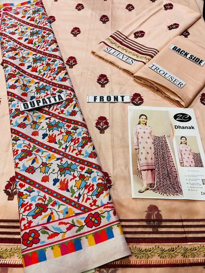 Aim Collections®  Kayseria Embroidered Dhanak Three Piece – SPW-842