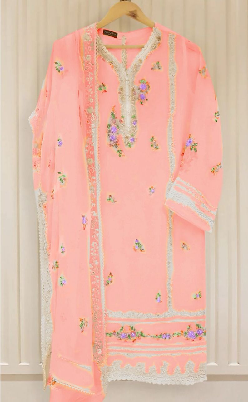 Aim Collections® Agha Noor – Design No. 089 | Premium Semi Pure Chiffon Suit