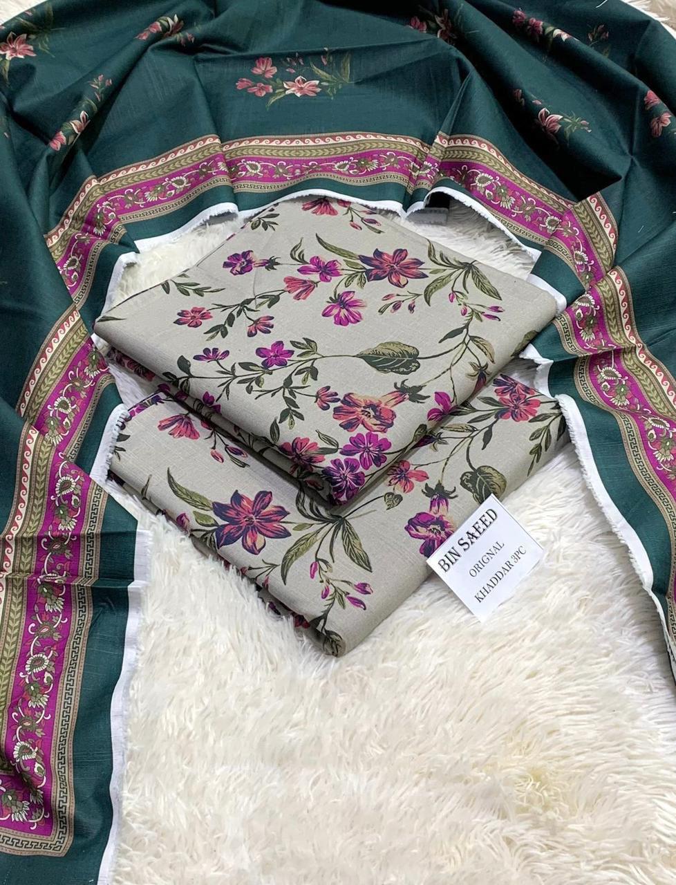 Aim Collections®  BIN SAEED – 3PC KHADDAR COLLECTION WINTER COLLECTIONS