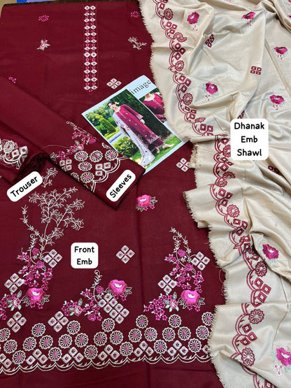 Aim Collections® IMAGE – Code: 7091 | Premium DHANAK with Embroidered Shawl
