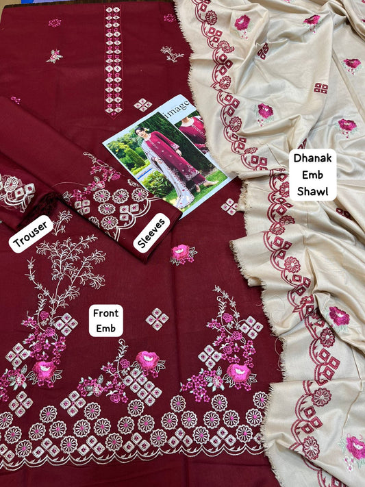 Aim Collections® IMAGE – Code: 7091 | Premium DHANAK with Embroidered Shawl