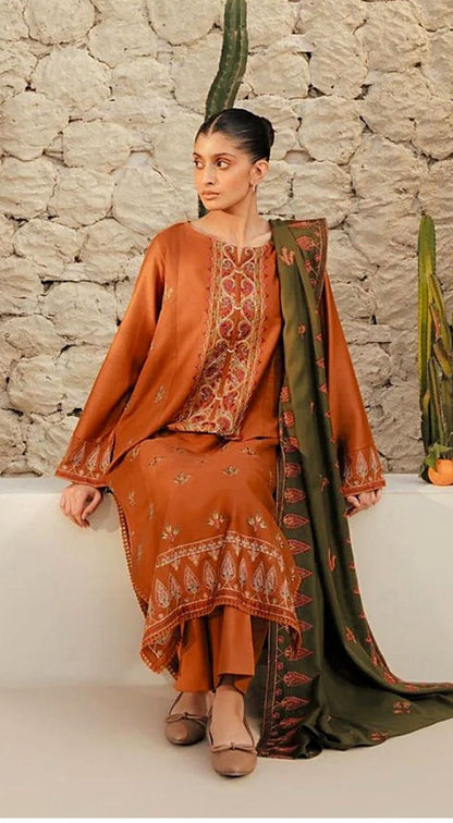 Aim Collections® BEACHTREE – Code: 3196 | Premium DHANAK with HEAVY EMBROIDERED SHAWL