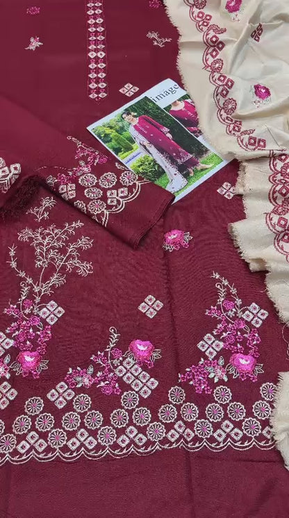 Aim Collections® IMAGE – Code: 7091 | Premium DHANAK with Embroidered Shawl