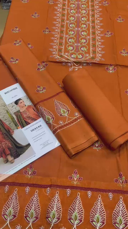 Aim Collections® BEACHTREE – Code: 3196 | Premium DHANAK with HEAVY EMBROIDERED SHAWL